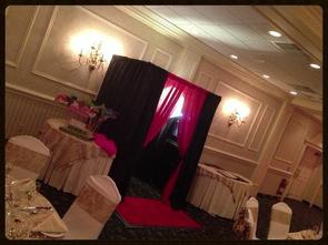 Photo Booth for private parties and corporate events in New Jersey includes helpful attendent, unliomited photos, silly party props, autograph scrapbook for recipient, monogrammed photo prints, and lots of fun